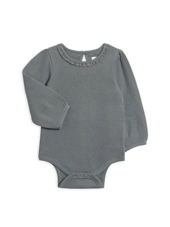 Langley Waffle Knit w/ Lace Neckline Bodysuit - Agave