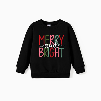 Merry and Bright Letter Sweatshirt / Black