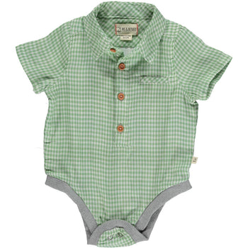 Helford Green Plaid Collared s/s Onesie