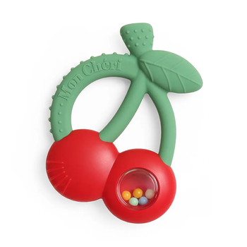 Bitzy Shake™ - Silicone Teether with Rattle / Cherries