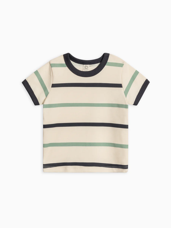 Organic Andy Ringer Tee - Aldo Stripe / Navy + Jade
