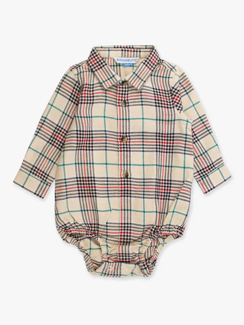 Baby Boy Tannen Plaid Long Sleeve Button Down Bodysuit