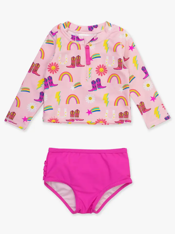 Cowgirl Cutie 2-piece L/S Rash Guard Swimsuit
