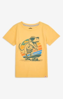 Graphic Short Sleeve Yellow Tee - Cool Dino