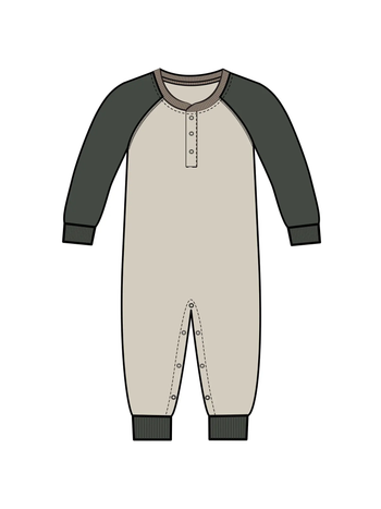 Organic Brix Henley Romper - Oat / Pine