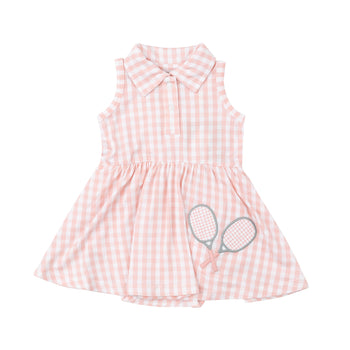 Pink  Gingham Tennis Tank Bodysuit Dress