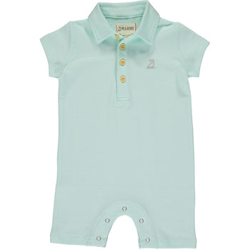Me & Henry Mint Pique Collared Polo Romper