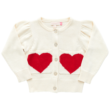 Girls Heart Pocket Sweater / Cream