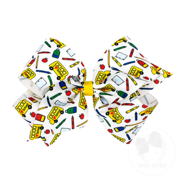 School Print Grosgrain Bows / King