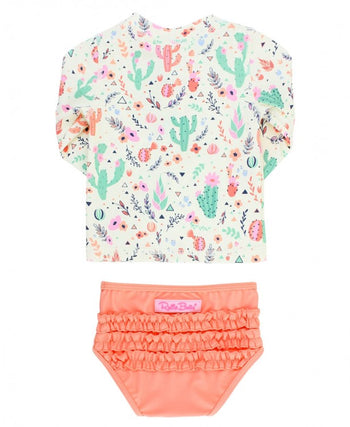Desert Blossoms Zipper Rash Guard 2-Piece Suit